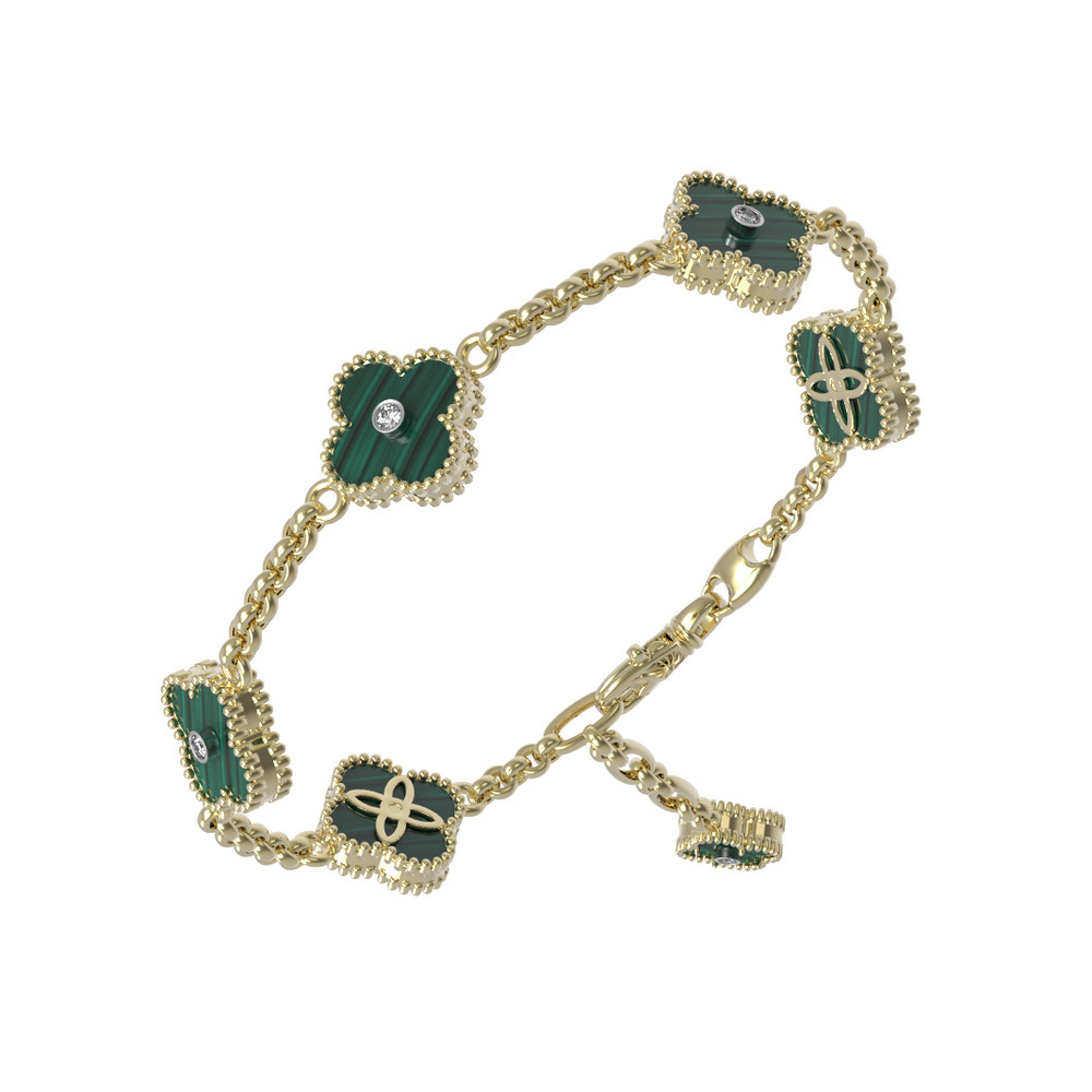 Браслет из лимонного золота c бриллиантами и малахитом