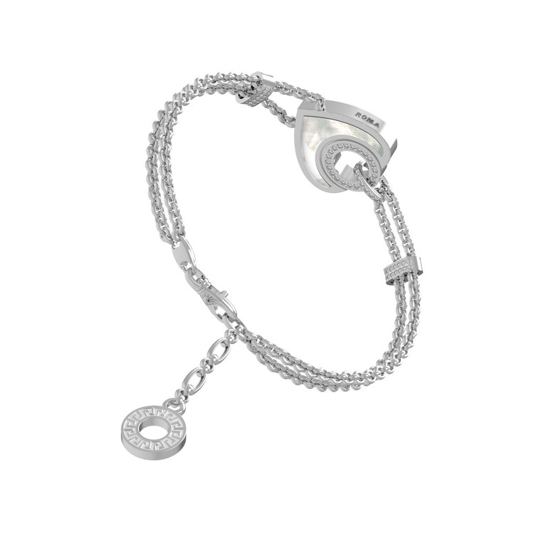 Браслет из белого золота c бриллиантами, ониксом и перламутром