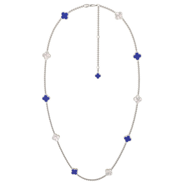 Колье из белого золота c лазуритом и перламутром