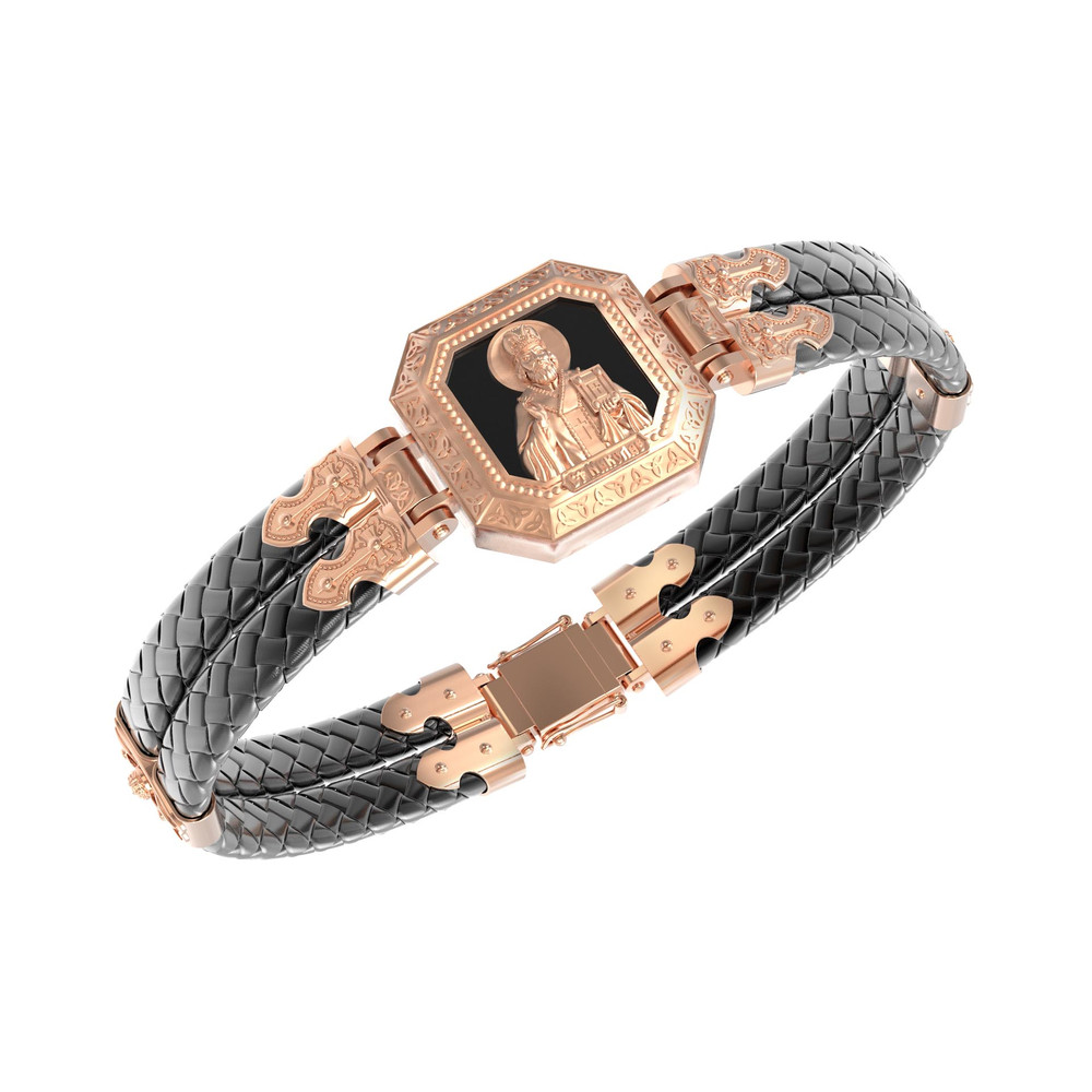 Браслет из золота c шнурком и ониксом