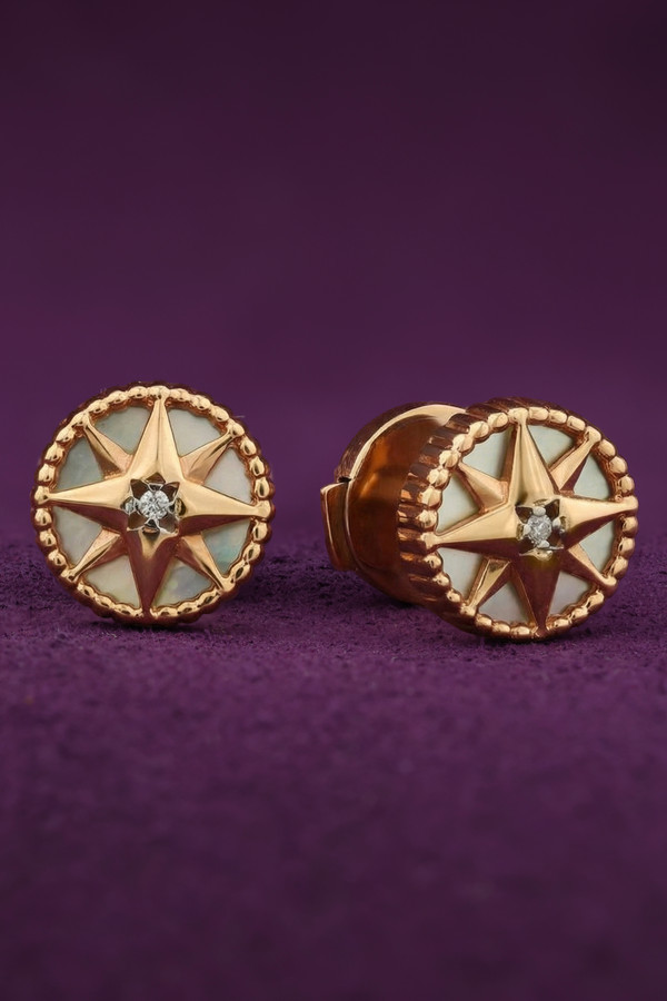 Серьги из золота c бриллиантами и перламутром