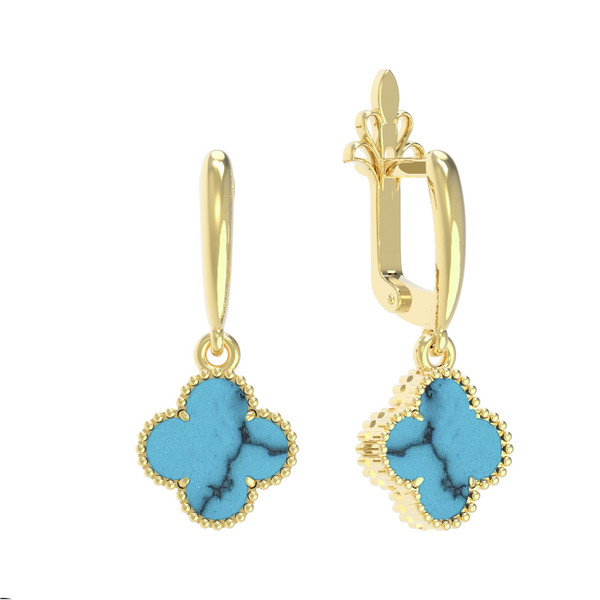 Серьги из лимонного золота c бирюзой