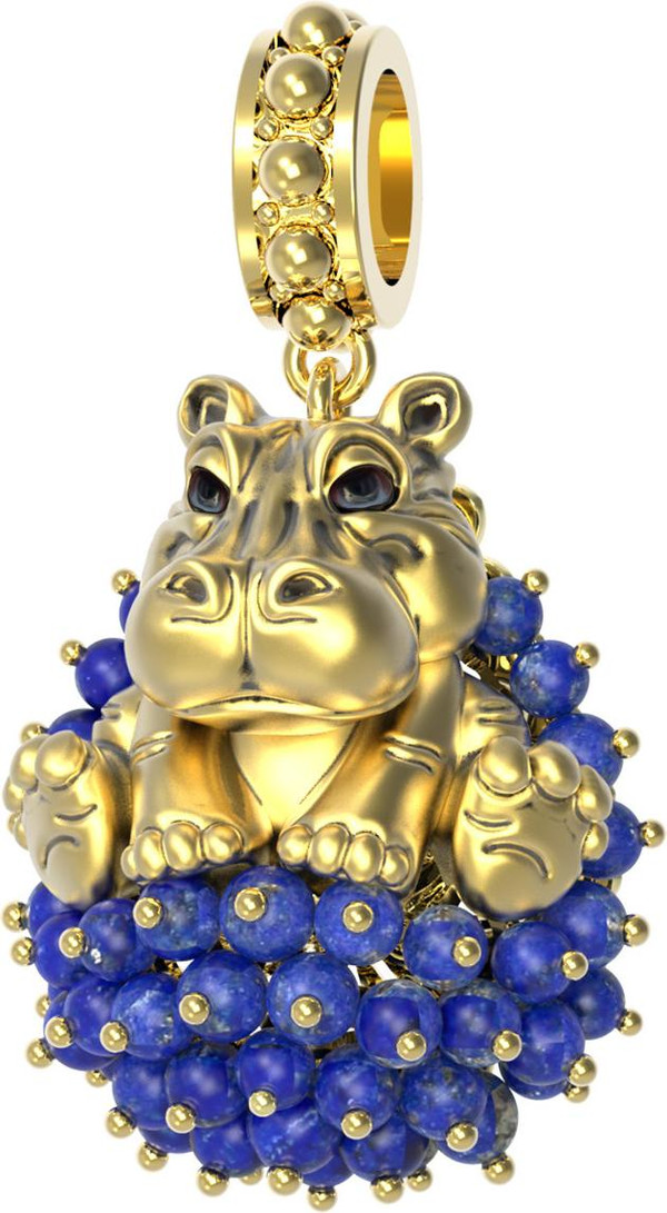 Подвеска из лимонного золота c эмаль и лазуритом