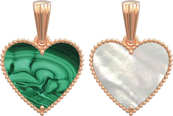 Подвеска из золота c малахитом и перламутром