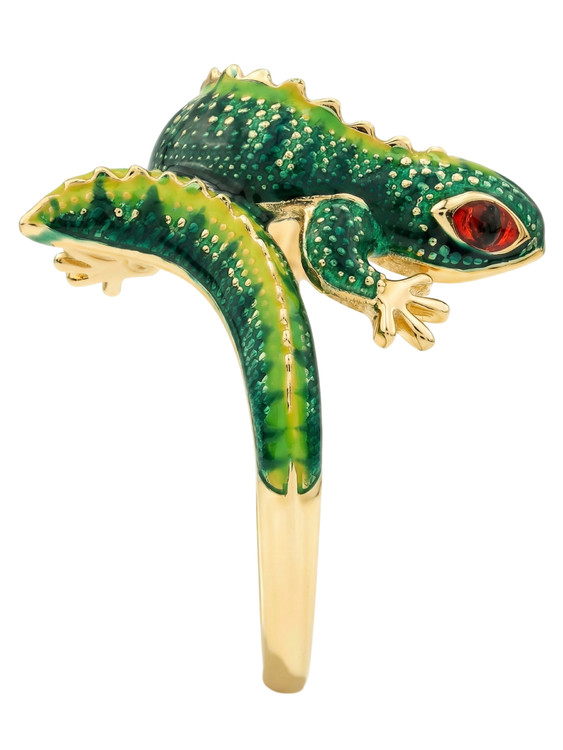 Кольцо из лимонного золота c эмаль