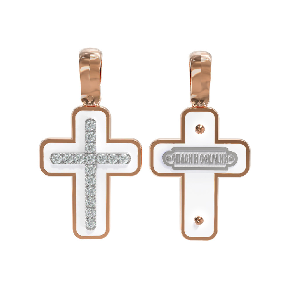 Крест из золота c эмаль и бриллиантами