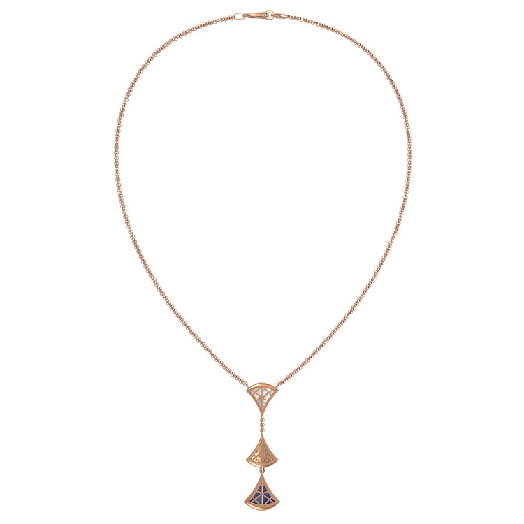 Колье из золота c бриллиантами, лазуритом и перламутром