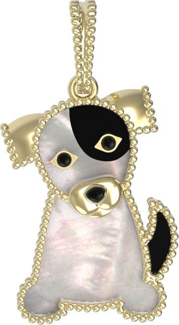 Подвеска из лимонного золота c эмалью, ониксом и перламутром