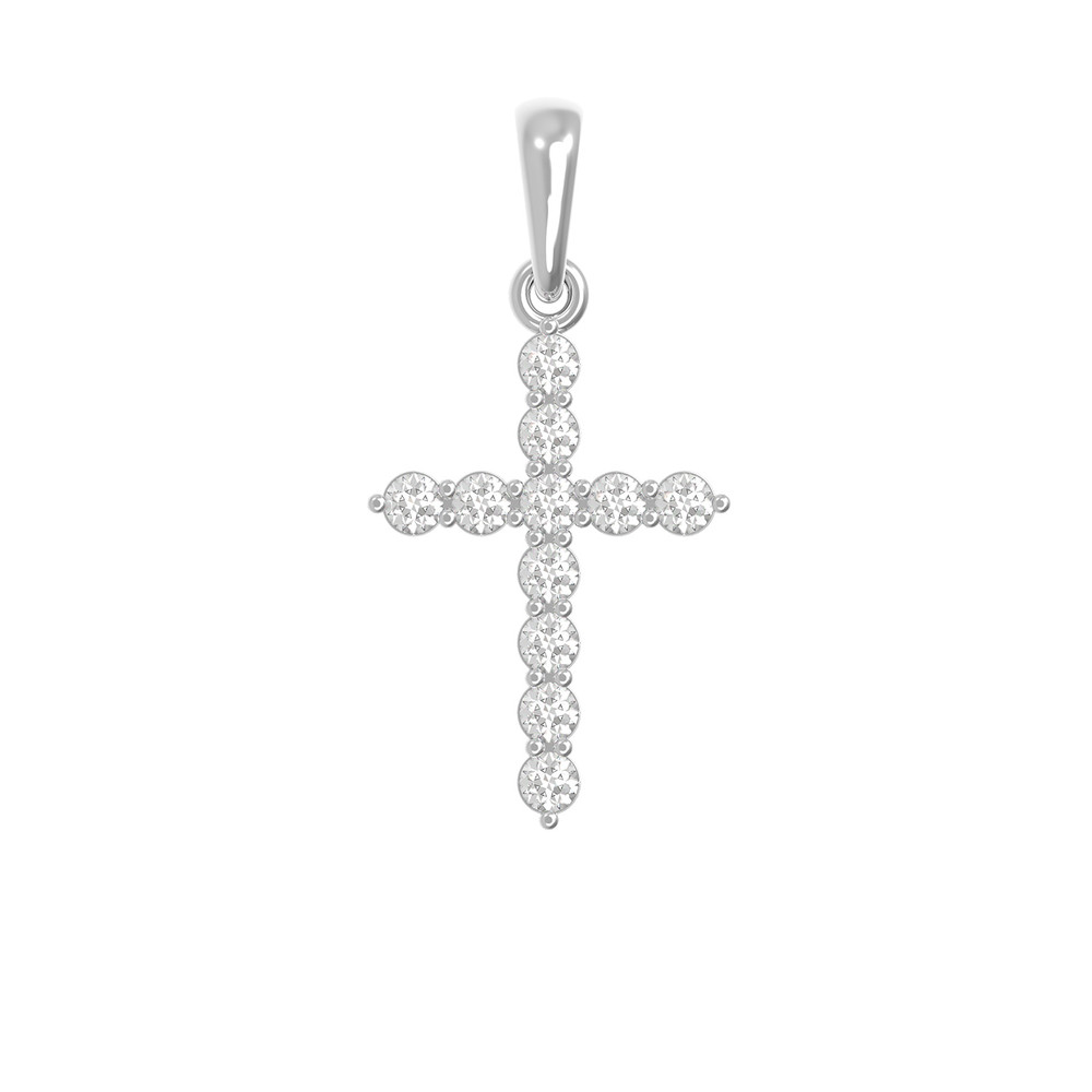 Крест из белого золота c бриллиантами