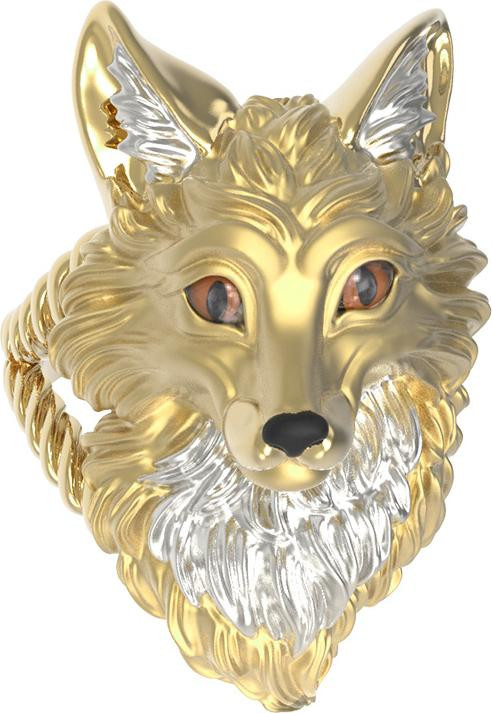 Кольцо из лимонного золота c эмаль