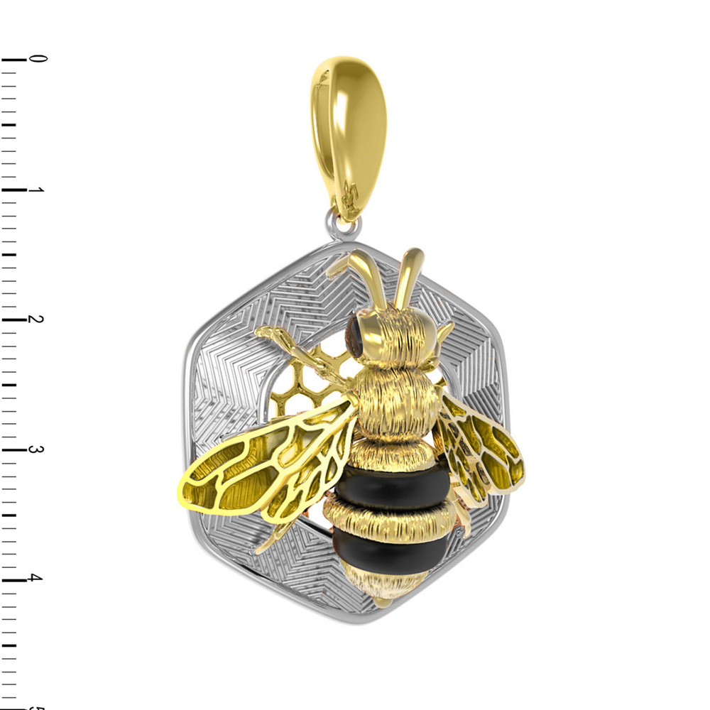 Подвеска из лимонного золота c эмаль , ониксом и эмалью