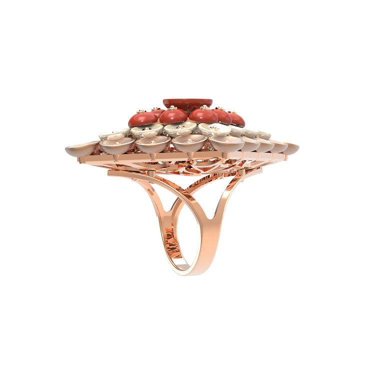 Кольцо из золота c агатом и перламутром