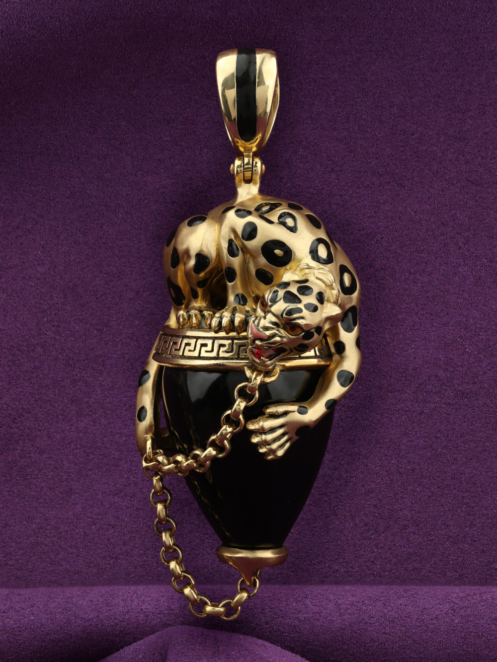 Подвеска из лимонного золота c эмаль и ониксом