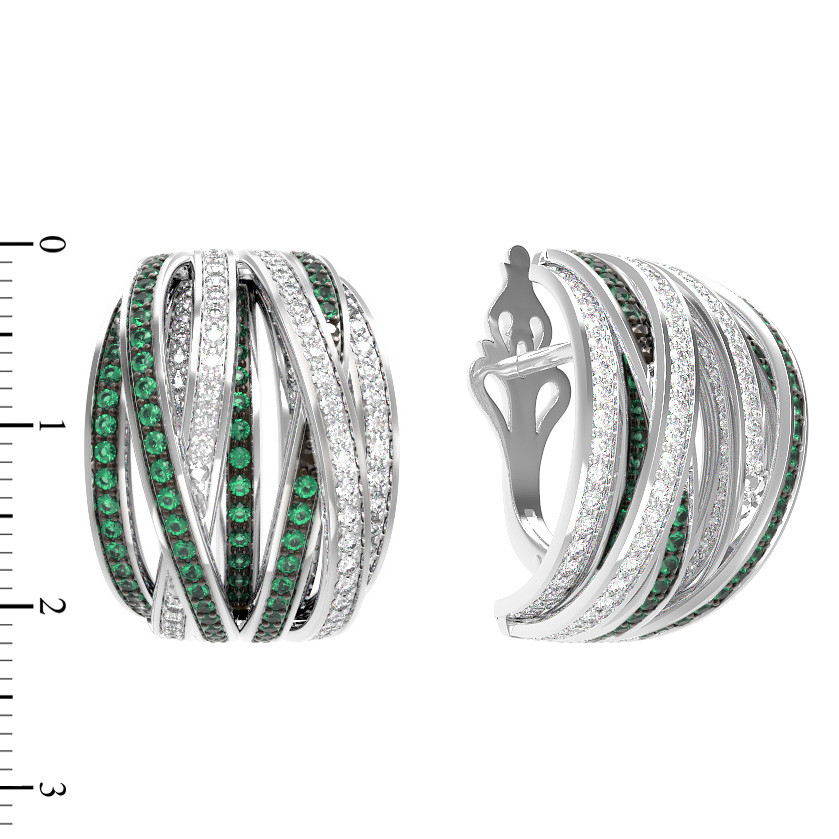 Серьги из белого золота c фианитом