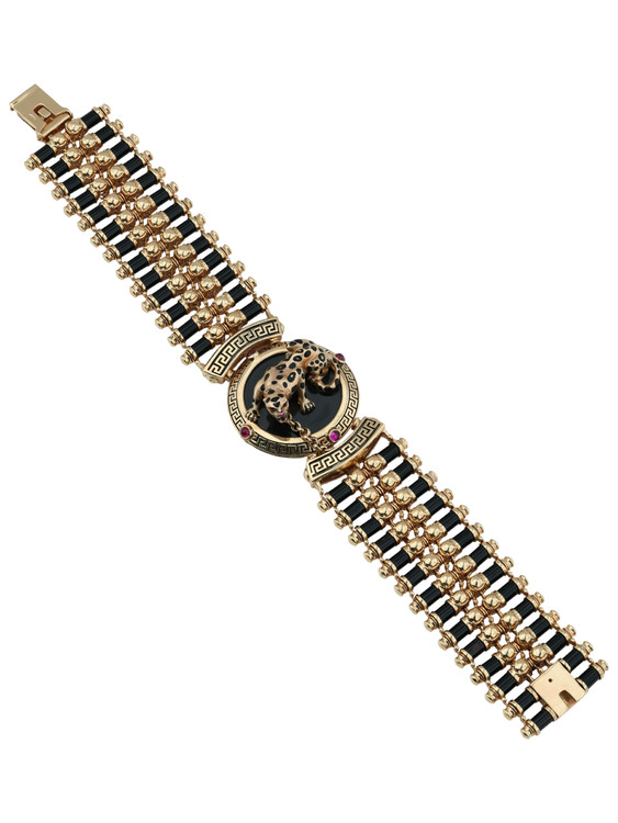 Браслет из золота c эмаль , ониксом и рубином