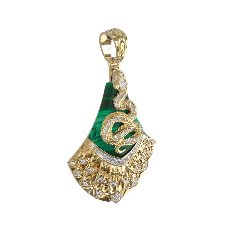 Подвеска из лимонного золота c бриллиантами и малахитом