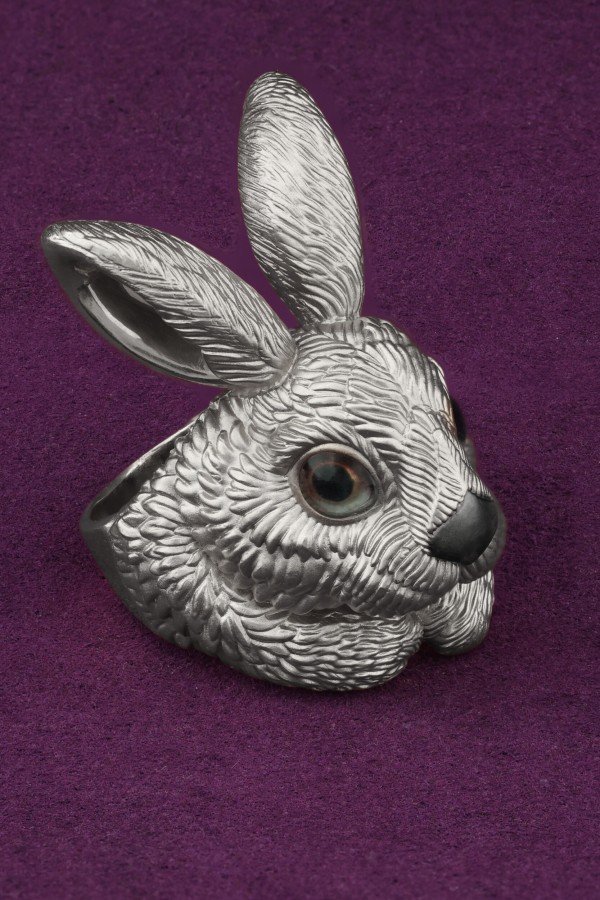 Кольцо из белого золота c эмалью