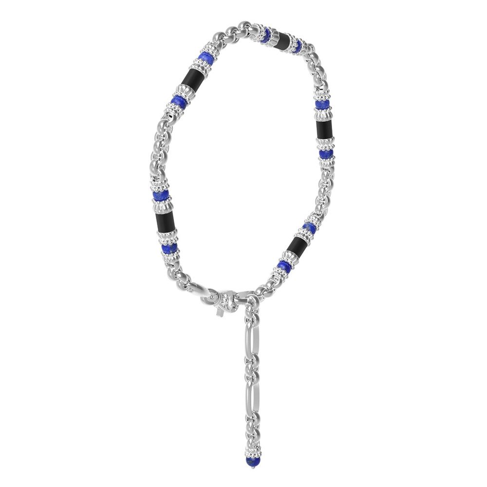 Браслет из белого золота c ониксом и лазуритом