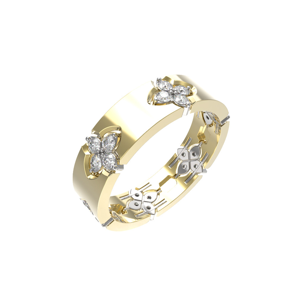 Кольцо из лимонного золота c бриллиантами