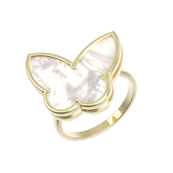 Кольцо из лимонного золота c перламутром