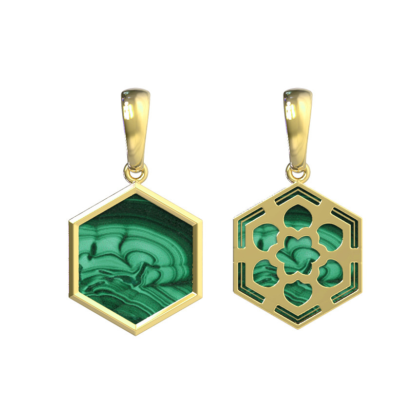 Подвеска из лимонного золота c малахитом