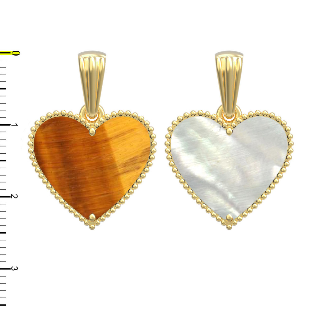 Подвеска из лимонного золота c тигровым глазом и перламутром