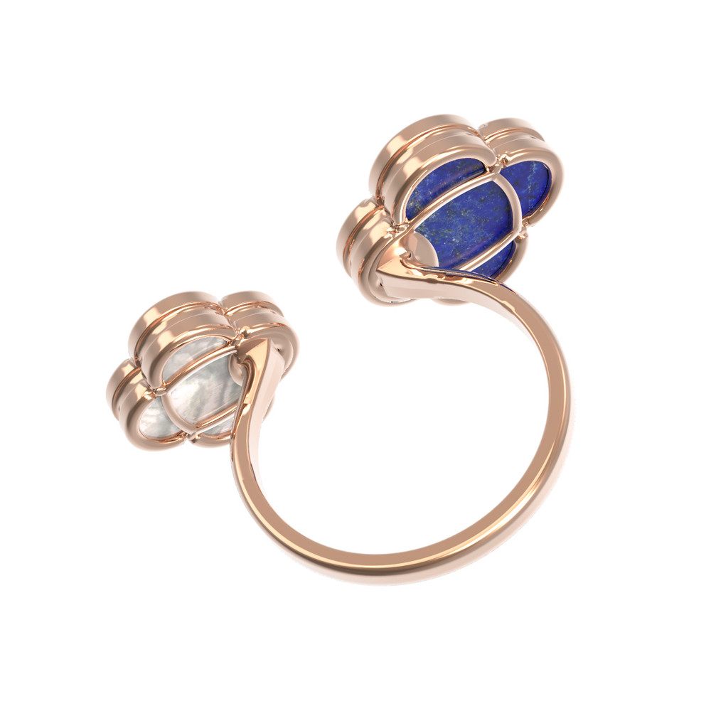 Кольцо из золота c лазуритом и перламутром