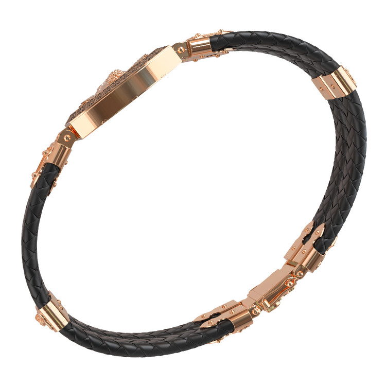 Браслет из золота c эмаль , шнурком и ониксом