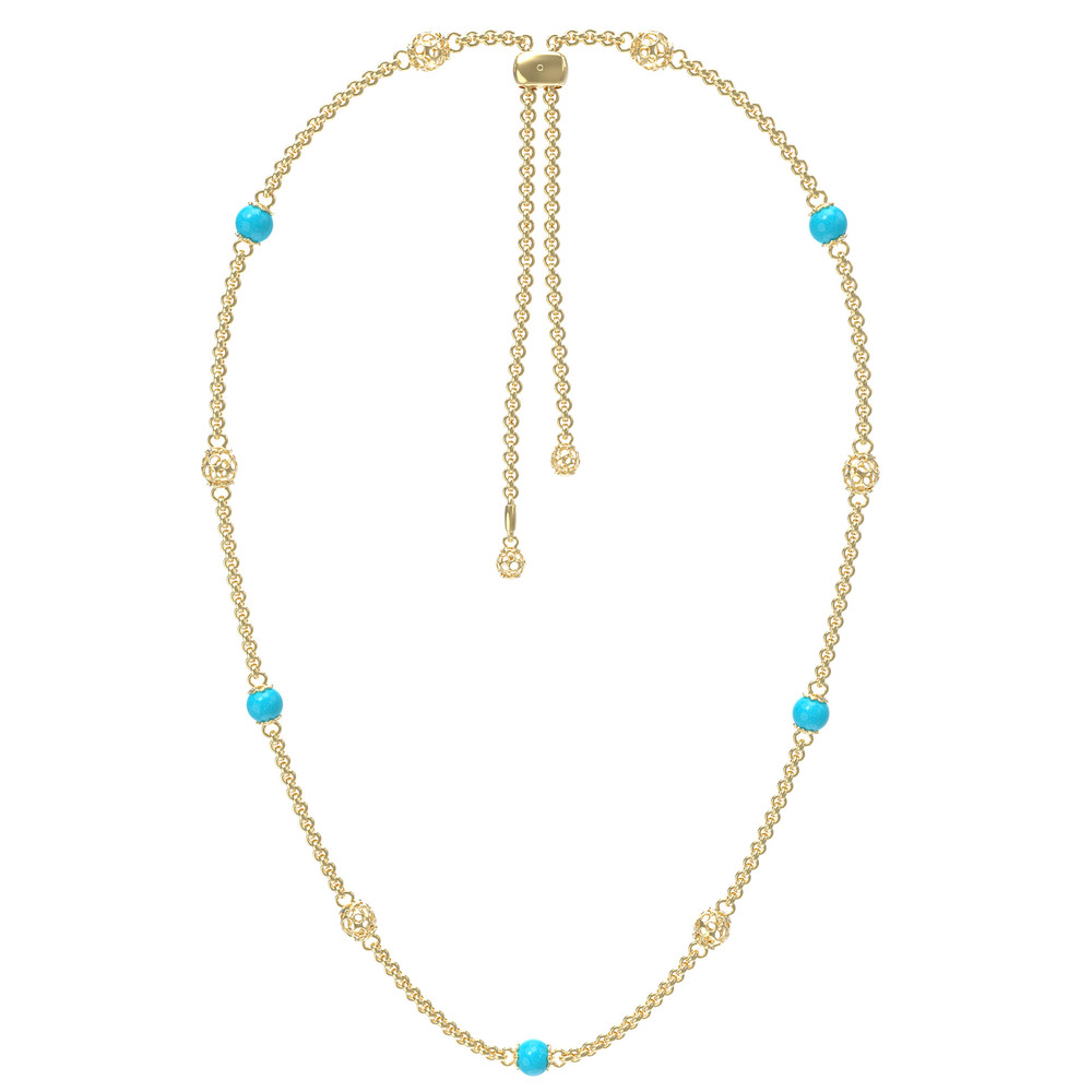 Колье из лимонного золота c бирюзой