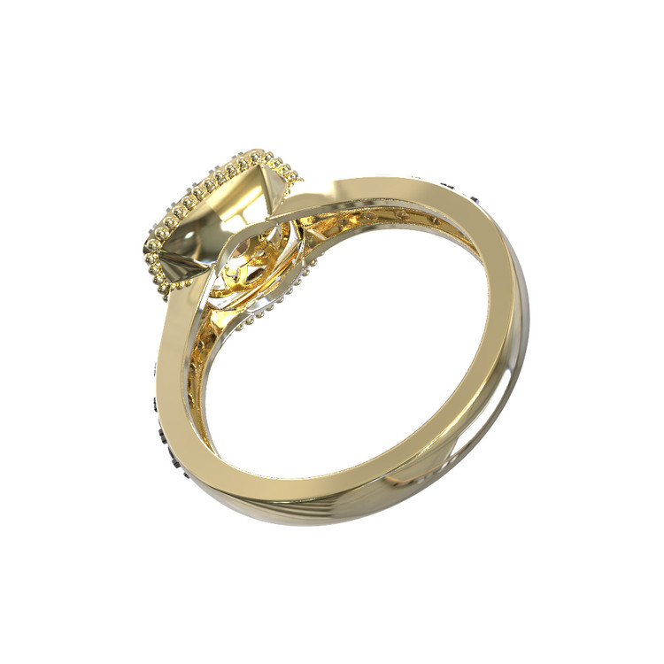 Кольцо из лимонного золота c бриллиантами и сапфиром