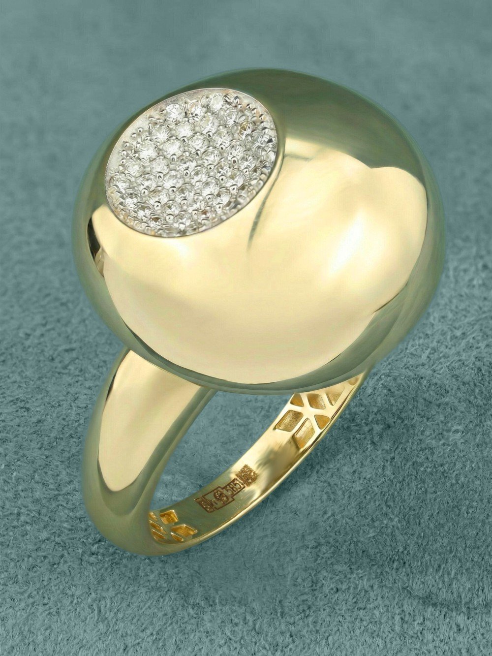 Кольцо из лимонного золота c бриллиантами