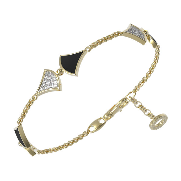 Браслет из лимонного золота c бриллиантами и ониксом