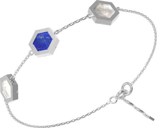 Браслет из белого золота c лазуритом и перламутром