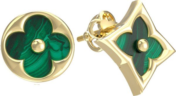 Серьги из лимонного золота c малахитом