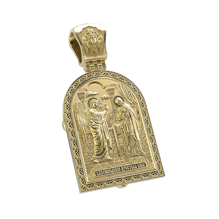 Образок из лимонного золота c эмаль