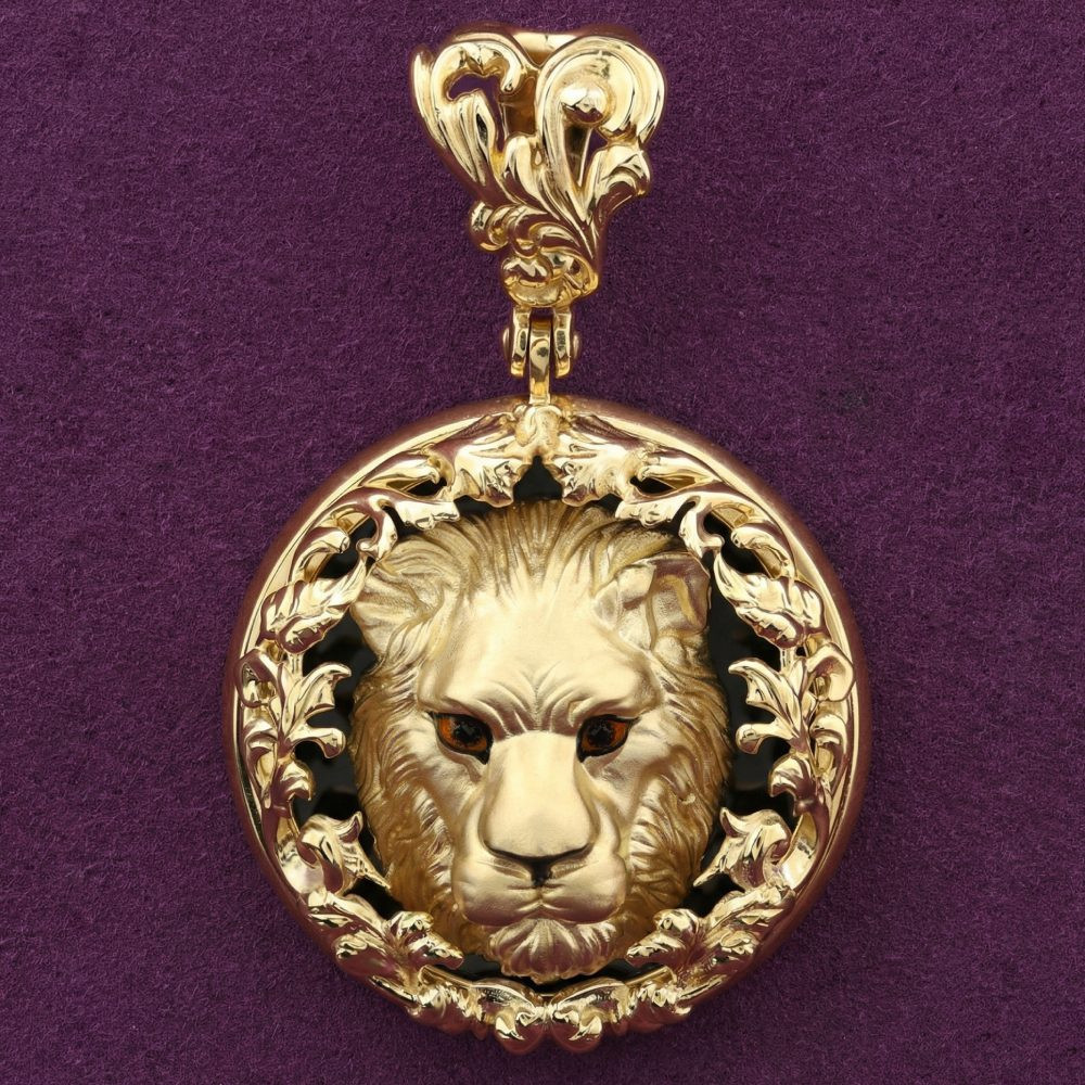 Подвеска из лимонного золота c эмаль и ониксом