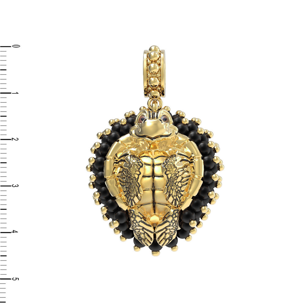 Подвеска из лимонного золота c эмаль и ониксом