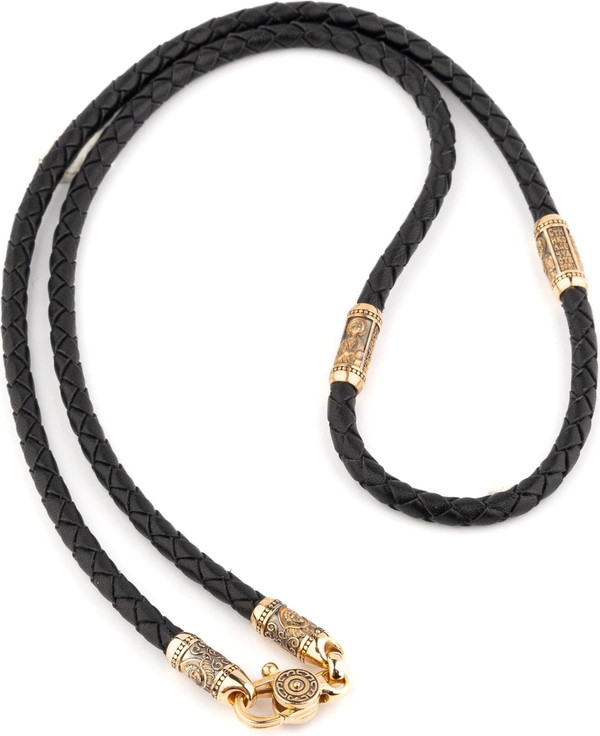 Шнурок кожаный из золота c кожаным шнурком