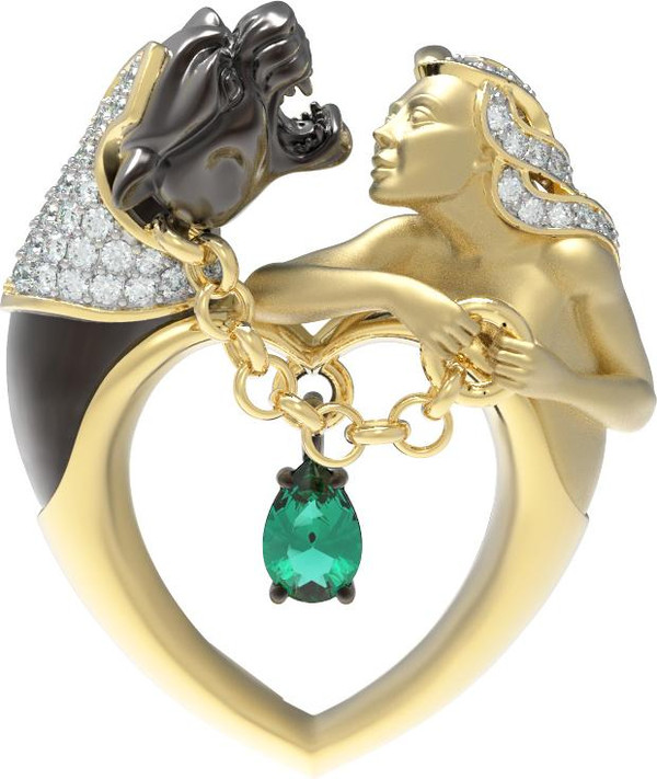 Подвеска из лимонного золота c фианитом и хризопразом