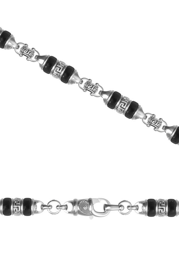 Цепь из белого золота c ониксом