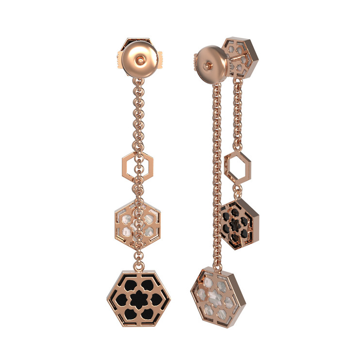 Серьги из золота c ониксом и перламутром