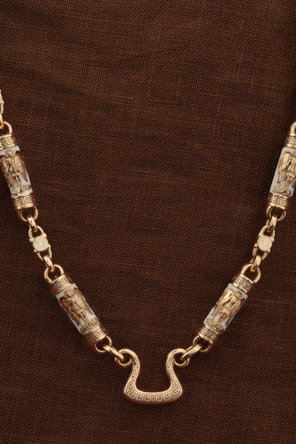 Цепь из золота c эмаль и бивнем мамонта