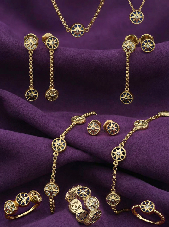 Кольцо из лимонного золота c бриллиантами, лазуритом и перламутром