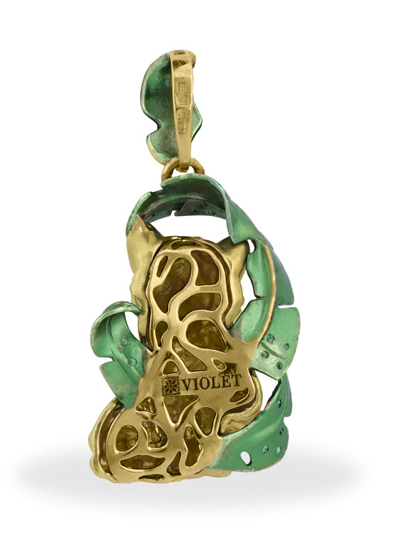 Подвеска из лимонного золота c эмаль и изумрудом