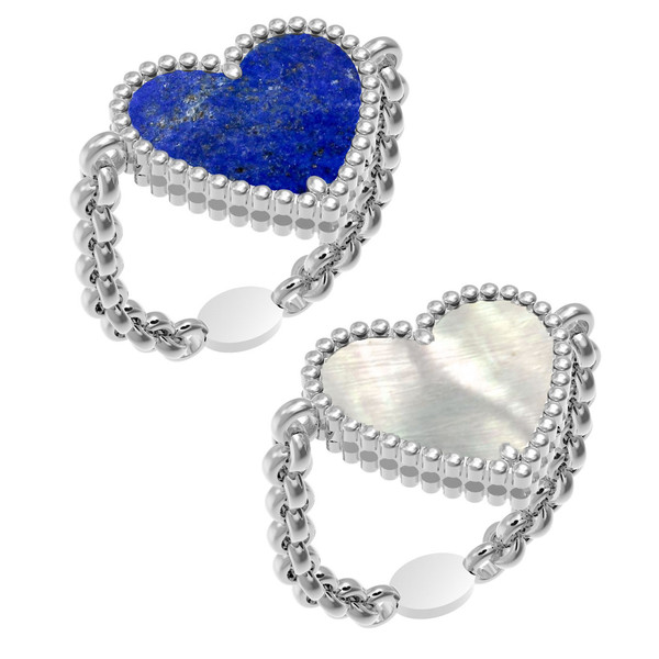 Кольцо из белого золота c лазуритом и перламутром