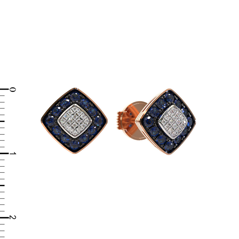 Серьги из золота c бриллиантами и сапфиром