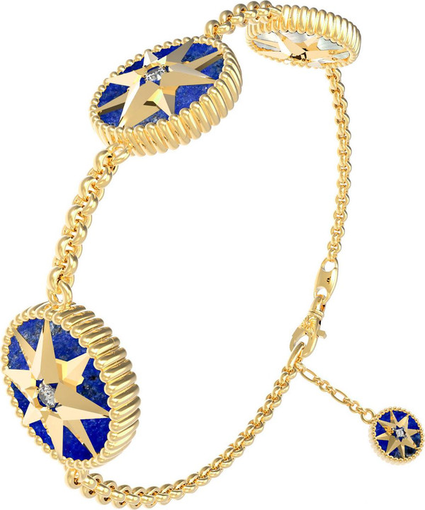 Браслет из лимонного золота c фианитом, лазуритом и перламутром