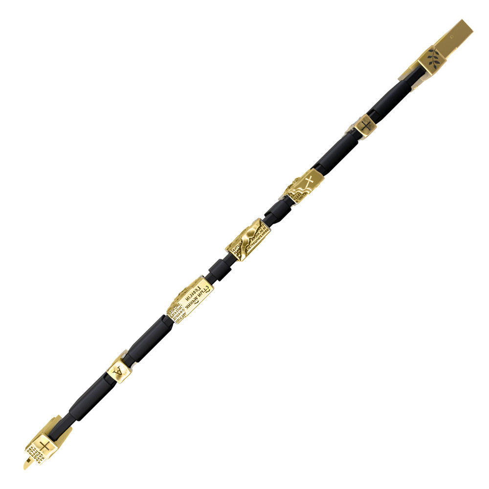 Браслет из лимонного золота c кожаным шнурком