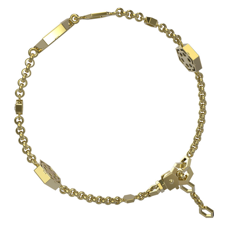 Браслет из лимонного золота c бриллиантами, лазуритом и перламутром