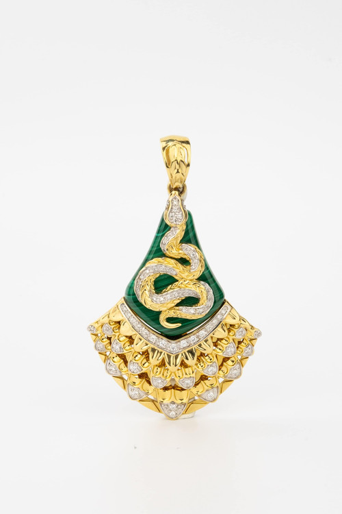 Подвеска из лимонного золота c бриллиантами и малахитом
